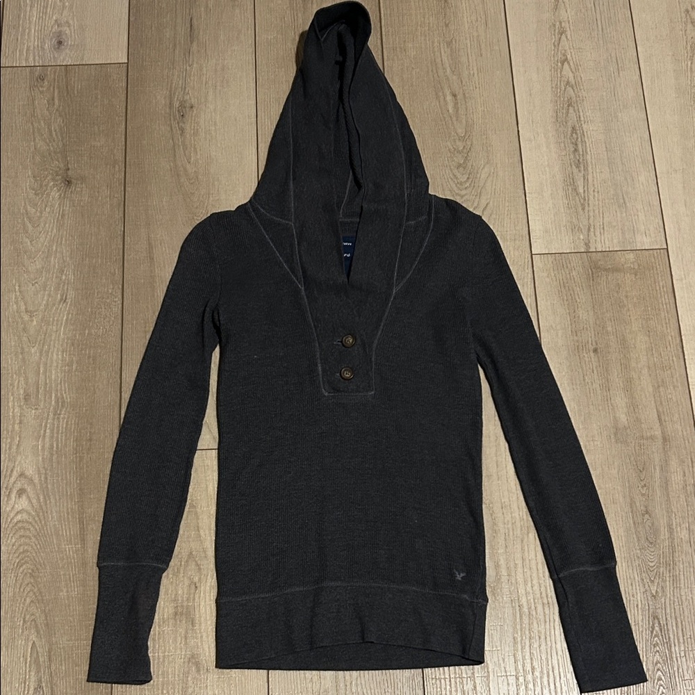 American Eagle Women's Gray Light Sweater with Hood